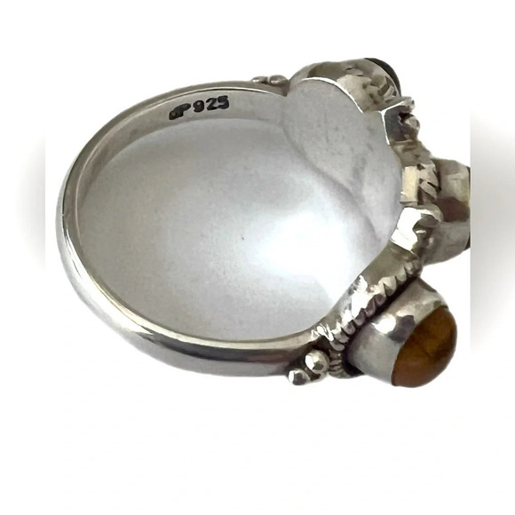 Doug Paulus DP India Sterling Silver Triple Oval Tigers Eye Ring - Size 9. - Picture 3 of 7